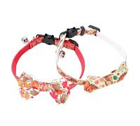 Yardwe 2pcs Thanksgiving Pet Bow Tie Collar for Cats and Dogs 1.0 * 28cm Adjustable Nylon Pet Cat Collar with Pumpkin and Turkey Pattern Holiday Party Supplies