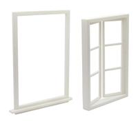 Yardwe 2pcs Victorian Dollhouse Windows: 1:12 Miniature Window Frames - White Furniture for Dollhouse Interior Exterior Décor Scale Models Fairy Garden