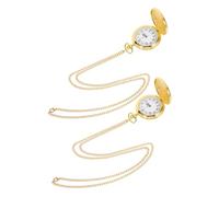 Yardwe 2pcs Vintage Pocket Watch Necklace Oversized Quartz Pendant Watch for Women Double-Sided Smooth Finish for Steampunk Fashion