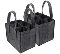 Yardwe 2pcs Wine Storage Tote Bag Wine Bottle Container 6 Compartments Felt Lightweight Flexible Portable Carrier Can Be Carried to The Places You Need