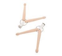 Yardwe 2pcs Wood Mini Drum Sticks Keychain Double Drumstick Key Holder Percussion Key Ring for Drummers Accessories