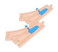 Yardwe 2Pcs Wooden Train Track Connectors Dynamic Switch Track Accessories for Expanding Imaginative Play Compatible with Major Brands Educational