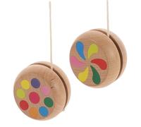 Yardwe 2pcs Wooden Yoyo for Adjustable String Lightweight and Portable Easy to Learn Fun Yo Yo for Beginners Enhances Hand Eye Coordination Birthday and Christmas Party Favors