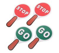 Yardwe 2Set Handheld Double Sided Stop Sign PVC Red Green Traffic Signs for Teaching Easy to Use Weather Resistant