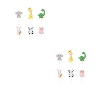Yardwe 2sets Forest Animal Resin Cake Decorations Adorable Bunny Elephant Pig Giraffe Dinosaur Panda Figurines for Birthday Party Tabletop Decor 6pcs*2