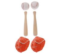 Yardwe 2Sets Mini Baseball Bats Gloves Ball Decorative Simulation Sports Kit for Dollhouse Accessories for Themed Birthday Collectors