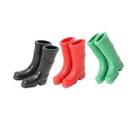 Yardwe 3 Pairs Mini Dollhouse Rain Boots Miniature Scene Props House Decor for Realistic Dollhouse Accessories in Black Dark Green Red