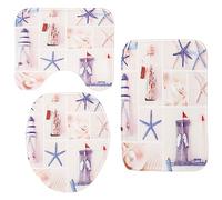 Yardwe 3 Pcs Floor Carpet Decorative Rug Bath Rug Sets 3 Piece Bath Rug Mat Set Nautical Toilet Cover Set Toilet Rug Set 3 Piece Bath Mat Shower Curtain Toilet Mat Toilet Cover Set Animal