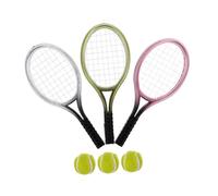 Yardwe 3 Sets Mini Tennis Racket Keychain with Ball, Plastic, Ideal for Home Decoration and Photography Props