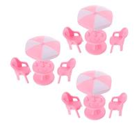 Yardwe 3 sets Miniature Pink Beach Chair Dollhouse Accessory Simulation Table Props Decorative Sunshade for Mini Display