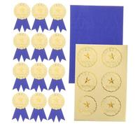 Yardwe 30 Sets of Graduation Certificate Medals Stickers Elegant Blue Paper and Ribbon for Certificates Seal Stickers, for Graduation Period and Back to School Party Decorations