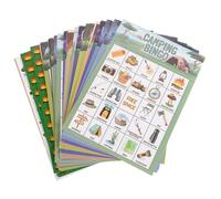 Yardwe 33Pcs Camping Bingo Game Set with Player Cards for Adults Nature-themed Outdoor Party and Family Gathering Game Engaging Campfire Activity for Large Groups