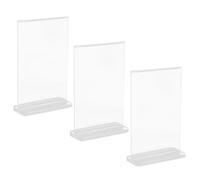 Yardwe 3pcs Acrylic Double Sided Desk Display Stand A6 Sign Holder Qr Code Feature for Exhibition Trade Show Office and Restaurant Use
