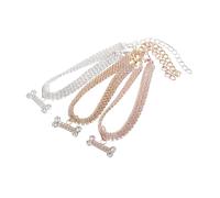 Yardwe 3pcs Adjustable Rhinestone Dog Collar Pendant Cute Bone Pattern Pet Accessories for Small Dogs and Cats for Year and Special Events