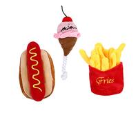Yardwe 3pcs Adorable Dog Plush Sound Interactive Bite Resistant Simulation Food Design for Cats and Dogs Engaging Educational Playtime Accessories