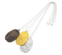Yardwe 3Pcs Ancient Egyptian Scarab Pendant Necklaces for Costume Parties, Retro Plastic Beetle Pendant Necklaces in Silver, Gold, and Bronze Colors, Vintage Jewelry for Women and Men