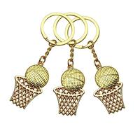 Yardwe 3pcs Basketball Net Keychain Pendant Creative Stainless Steel Keyrings for Bags Backpacks Hanging Adornment Golden Finish for Sports Enthusiasts