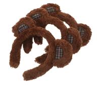 Yardwe 3pcs Cute Brown Cartoon Bear Headband, Plush Fleece and Acrylic Material with Fluffy Bear Ears, Comfortable Wear that Keeps Hair off Face, for Christmas and Bachelorette Party