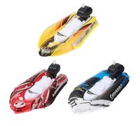 Yardwe 3pcs Mini Inflatable Paddle Boat Bathing Set Clockwork Water Play for Boy Girl Blue Red Yellow Safe Fun Bath Accessories