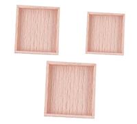 Yardwe 3pcs Mini Wooden Storage Trays for Dollhouse Handcrafted Beech Serving Trays for Mini Food Cakes Snacks Pretend Play Accessories Small Medium Large