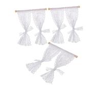 Yardwe 3pcs Miniature Lace Curtain for Doll House Adorable Window Accessories for Tiny House Decor Elegant Simulation Design for Miniature Scenes and Doll Lovers