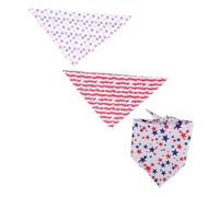 Yardwe 3pcs Patriotic Dog Bandanna Dog Triangle Scarfs Usa Flag Pet Bandana Soft Cozy Bibs Adjustable Fit for Seasonal Use