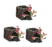 Yardwe 3pcs Resin Fish Tank Hideout Small Aquarium Decoration for Betta Fish and Shrimp Hollow Wooden Box Design Safe and Stable Resin Material Compatible Aquatic Environments
