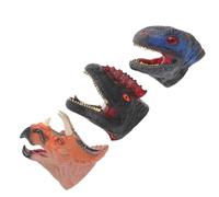 Yardwe 3Pcs Rubber Dinosaur Hand Puppet Triceratops Velociraptor Stygimoloch Interactive Storytelling for Enhance Imagination Motor Skills for Role Play Activities