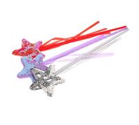 Yardwe 3Pcs Shiny Fairy Wand Star Shaped for Dress Up Cosplay and Stage Performances Red Silver Purple