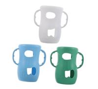 Yardwe 3PCS Silicone Bottle Sleeves with Handles Large Fit Protective Covers for Feeding Glass Bottles Insulated Non-Slip Grip Wraps for Blue White Green