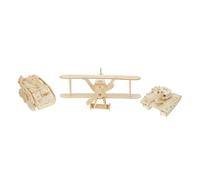 Yardwe 3pcs Wooden Puzzle Model Kits DIY Handcraft Jigsaw Construction for Teens Adults Educational Mental Creativity Building Challenge