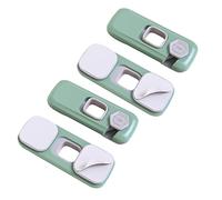 Yardwe 4 Pcs Child Safety Cabinet Locks Baby Locks with 360 Degree Rotation Button Design Green Abs Material Hard for Baby to Unlock Protection for Cabinets and Side Doors