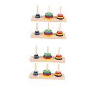 Yardwe 4 Pcs Colorful Wooden Hanoi Tower Puzzle Game Intellectual for Adults DIY Party Fun Brain Teaser Safe Smooth Finish Creative Development Tool