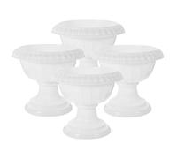 Yardwe 4 Pcs White Urn Planters for Outdoor Plants, Plastic Pedestal Planter Pots, Classic Gr arden Urns for Front Door Decor