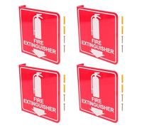 Yardwe 4 Set Fire Extinguisher down Arrow Signs 6x6 Inch Acrylic with Screws Double Sided Red Fire Safety Wall Mount Labels for Public Spaces with Visibility and Chemical Resistance