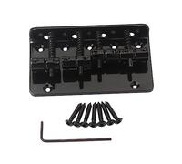 Yardwe 4 String String Bass Bridge Metal Guitar Bridge with Screws Vintage Style Design for Jazz Black Finish for Electric Bass Guitar Setup