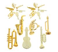Yardwe 48Pcs Miniature Musical Instruments Ornaments Set Christmas Decor with Violin Trumpet Saxophone Models Lightweight Hanging Decorations for Tree Wreath and Party Home Decor