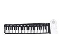 Yardwe 49-keys Foldable Roll-up Electronic Piano Portable Hand Roll Keyboard Soft Silicone Lightweight White for Travel and Home Use