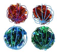 Yardwe 4pcs Assorted Colour Cat Crinkle Balls for Pets, Lightweight Plastic Material, Interactive Play and Pet Teasing to Boredom and Prevent Behavioural Problems Random Color
