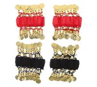 Yardwe 4pcs Belly Dance Accessories Set for Women with Chiffon Anklets and Wrist Bracelets, Enhance Stage Presence and Allow Unrestricted Movement, for Dance Show and Performance