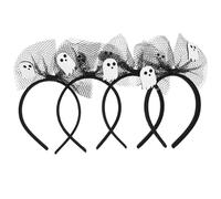 Yardwe 4pcs Black Halloween Ghost Headbands Set, Spooky Costume Hair Hoops for Party Cosplay, Trick or Treat Hair Accessories for Adults and