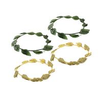 Yardwe 4pcs Boho Leaf Crown Gold and Green Roman Headband Lightweight Wedding Goddess Tiara for Brides Cosplay Festival Party Accessories