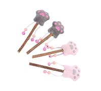 Yardwe 4pcs Cat Teaser Plush Toys Lollipop Paw Shape Bite-resistant Flannelette Interactive Plaything with Catmint for Fun Grey Pink Colors