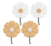 Yardwe 4pcs Clothes Hat Hanger Decorative Daisy Hook 3.5x3.5x2inch Stainless Steel Punch-Free Easy to Remove Adorable Flower Style for Home Decor Random Color