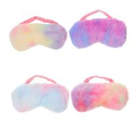 Yardwe 4Pcs Colored Plush Eye Mask Lightweight Breathable Satin Sleep Mask for Total Darkness Comfortable Night Rest and Travel