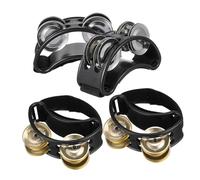 Yardwe 4pcs Double-row Foot Rattle Tambourine Jingle Bells for Foot Drum Percussion Instrument for Concerts and Performances