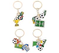 Yardwe 4pcs Football Keychain Pendant, Soccer Souvenir Hanging Charms for Backpack, Cute Football Key Rings Party Favor Keychain