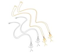 Yardwe 4pcs Funny Doodle Charm Necklace Stainless Steel Quirky Pendant for Men and Women Unique Party Accessory Gold and Silver Tone