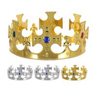 Yardwe 4pcs King Costume Crown Plastic Toy Crown with Cross - Role-Play Dress-Up Accessory for Boys' Birthday Parties Medieval-Themed Cosplay