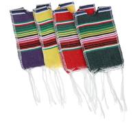 Yardwe 4pcs Mexican Bottle Ponchos Mini Serapes Bottle Covers Cotton Unique and Refined Design Charming Eye-catching Party Decoration for Daily Gatherings